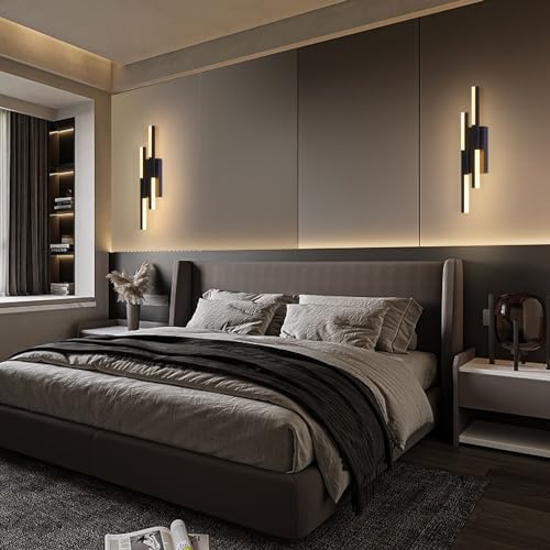 Modern LED Wall Sconce Black Remote Wall Light Fixtures for Bathroom