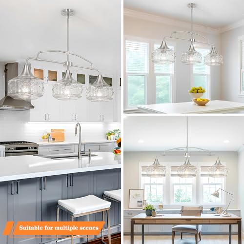 DSMJFU 3 Light Island Light for Kitchen Adjustable Kitchen Island Lighting
