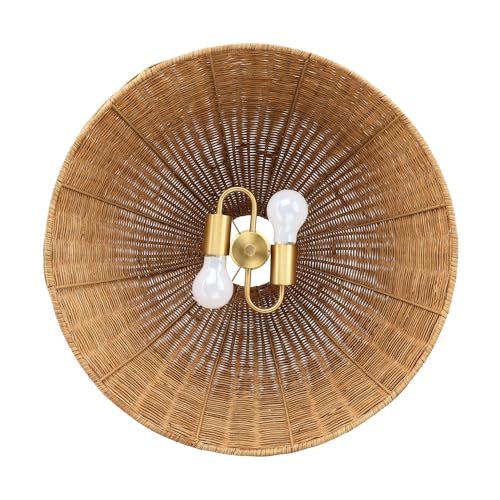 Augustine Modern Farmhouse Rattan Pendant Light (2 Count)
