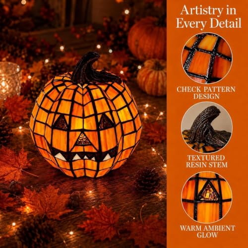 Halloween Lamp Stained Glass Pumpkin Lamp Tiffany Style Halloween Decorations for Home HolidayParty