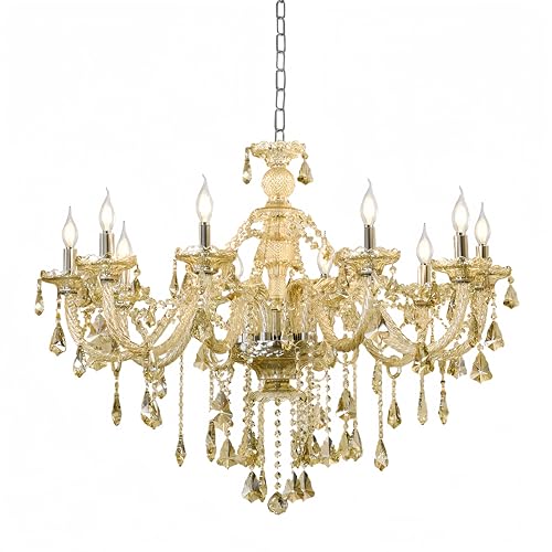 Cognac K9 Crystal Chandeliers Lighting Fixture 10 Lights