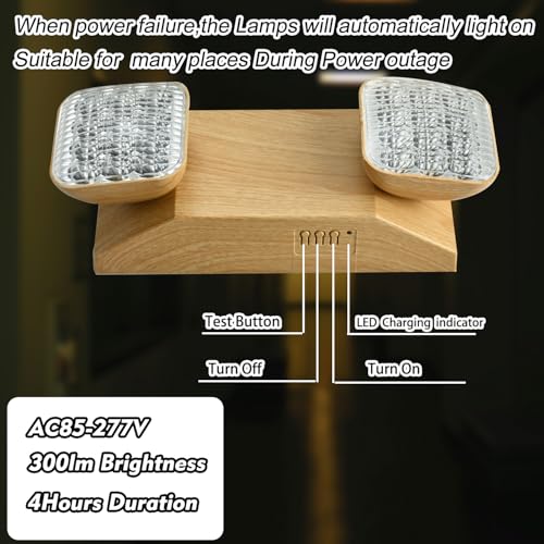 Plug in Emergency Lights for Business Home Power Failure 4Hours 300lm LED Rechargeable Light Fixtures with Battery Backup