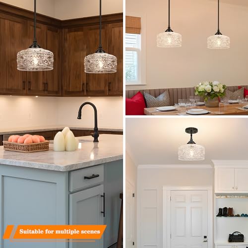 Black Vintage Pendant Lights Kitchen Island with Glass Over Sink