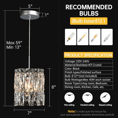 1 Light Modern K9 Crystal Pendant Lights Kitchen Island