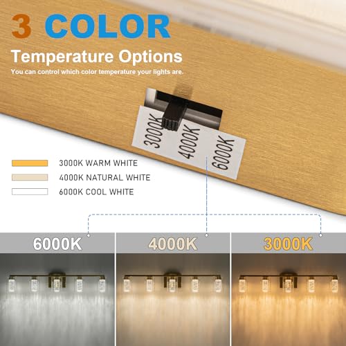 5 Light Gold Vanity Light with 3 Color Modes