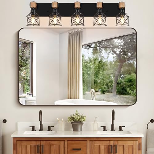 5 Light Black Bathroom Light Fixtures (5 Count)