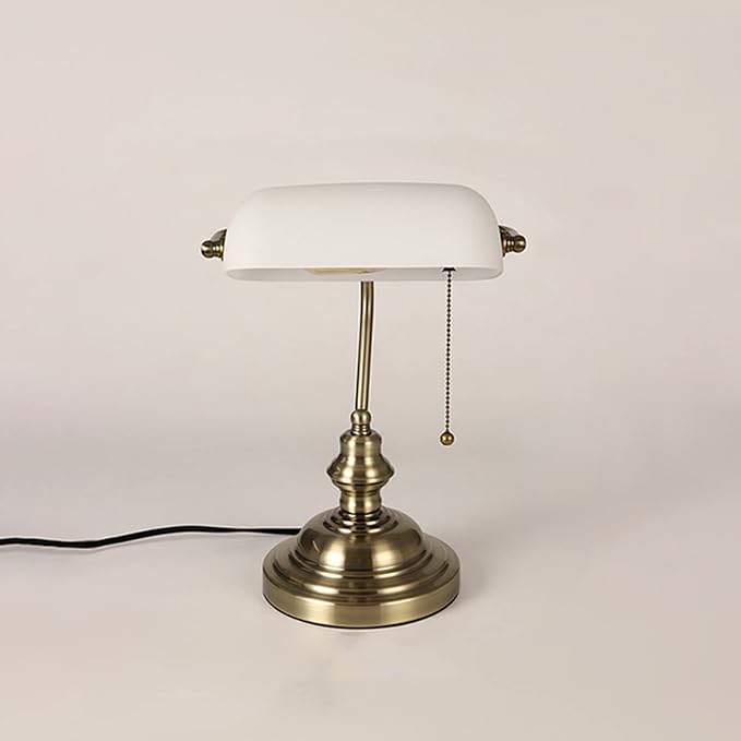 Qianly Bankers Lampshade Accessories Retro Style Replacement Tabletop Home Decor Antique Cover Lamp Shade for Bedroom Reading Window Centerpieces, White