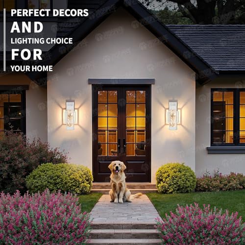 2 Pack White Dusk to Dawn Outdoor Porch Light Fixtures Wall Mount (2 Count)