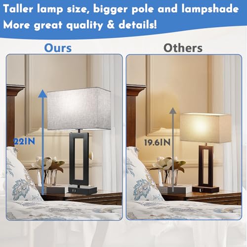 22’’ Tall Set of 2 Touch Control Table Lamp w. 2 USB Ports (2 Count)