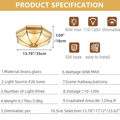 Vintage Style Brass Ceiling Light Fixture