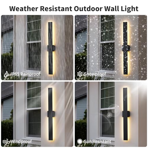 2 Pack 23.6 inch Modern LED Outdoor Wall Light