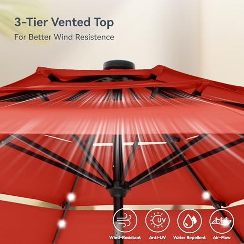 10ft Outdoor Patio Umbrella with Solar Lights