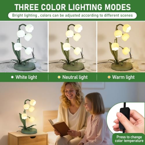 NewAoNaSen Flower Table Lamp Flower Reading Light with 5 Lily of The Valley