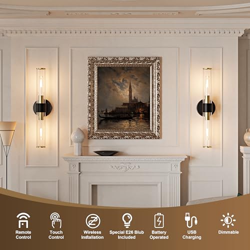Battery Operated Wall Sconces Set of 2 (2 Count)