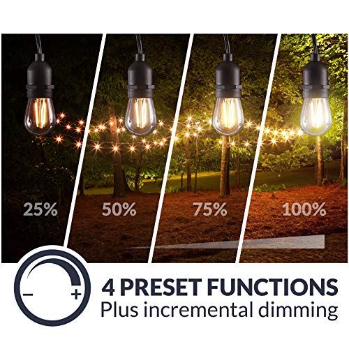 RS-NA-265W Wireless Outdoor LED String Light Dimmer Control Outlet | 265 Max Watts | 100ft Remote Range | ETL Listed, Black