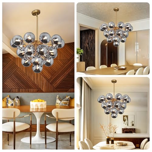 Sputnik Chandelier 23 Lights Mid Century Modern Chandelier Black and Gold