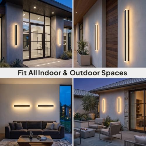 2 Pack 23.6" Modern Outdoor LED Wall Lights (23.6in)