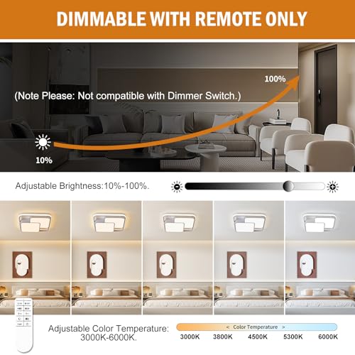 Square LED Ceiling Light with Remote