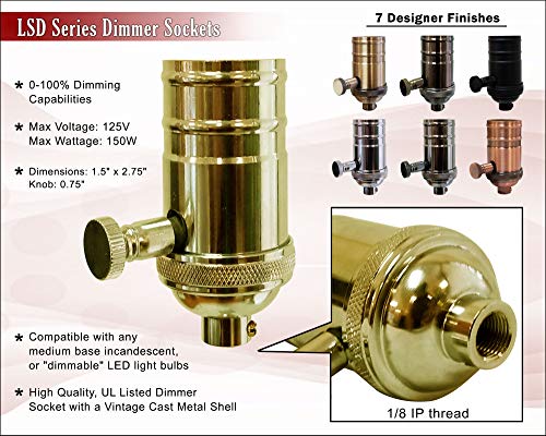Vintage Turn Knob Dimmer Lamp Socket for Incandescent LED Bulbs (4 Count)