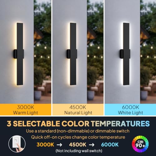 2 Pack LED Outdoor Wall Sconce Dimmable (31.5in)