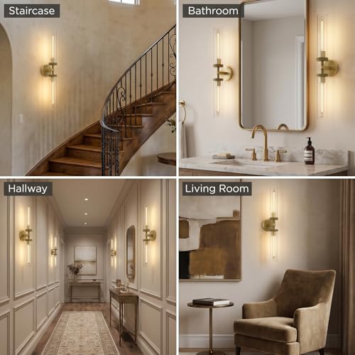 Brass Gold 2 Light Knurled Wall Sconces