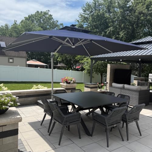 Patio Umbrella 9' X 12' Double Top Solar LED Light