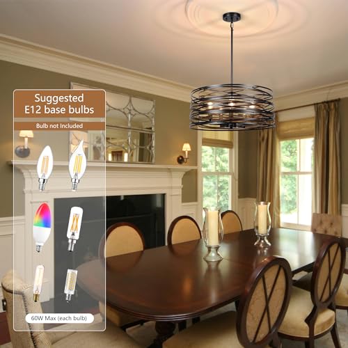 5 Light Drum Chandelier for Dining Room