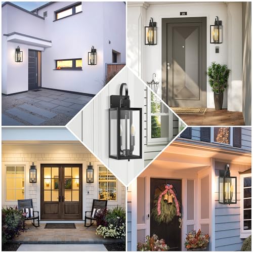 19'' Large Black Outdoor Wall Light Fixtures with Closed Bottom (2 Count)