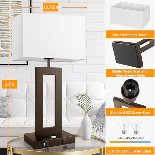 27.2’’ Tall Brown Table Lamps for Living Room Bedroom