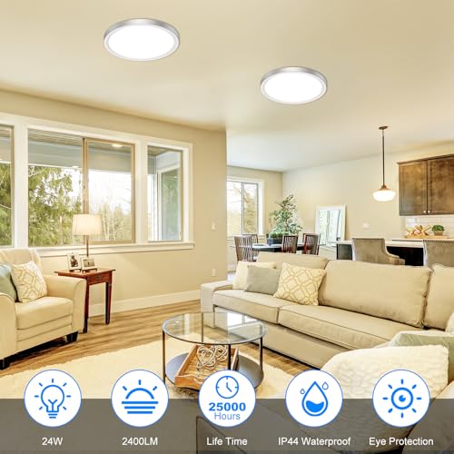 12 Inch LED Ceiling Light Brushed Nickel (2 Count)
