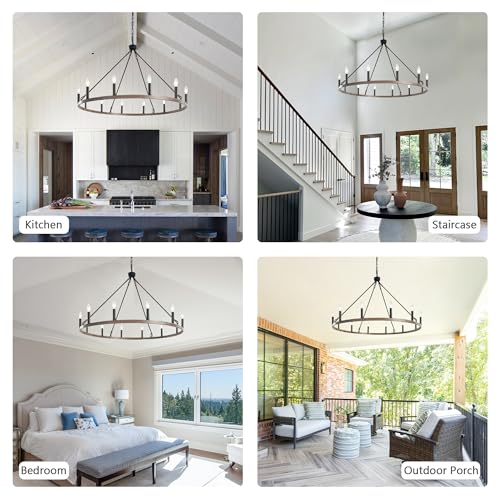38" Wagon Wheel Chandelier