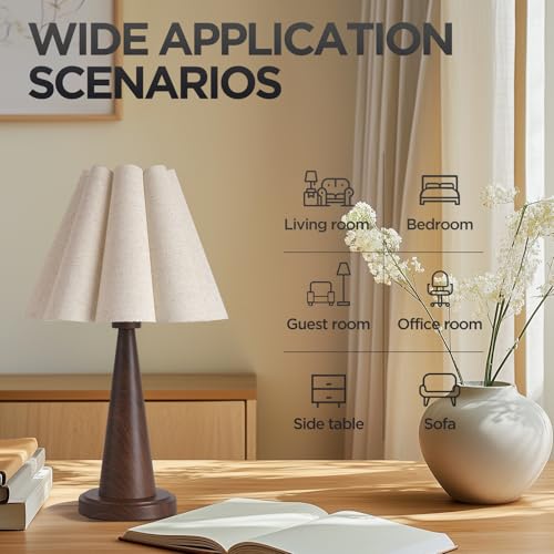 Modern Table Lamp with Petal Linen Lampshade