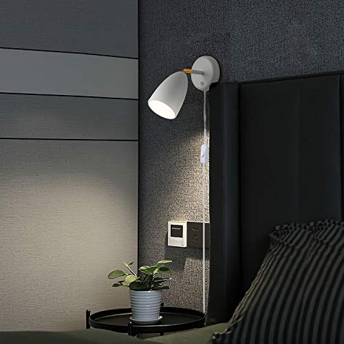 Modern White Plug in or Hardwire Wall Light Sconces