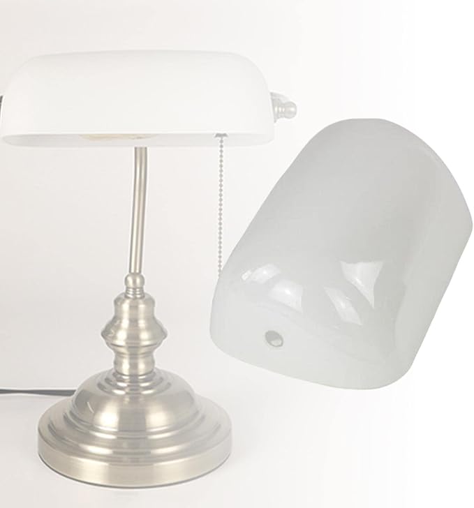 Qianly Bankers Lampshade Accessories Retro Style Replacement Tabletop Home Decor Antique Cover Lamp Shade for Bedroom Reading Window Centerpieces, White