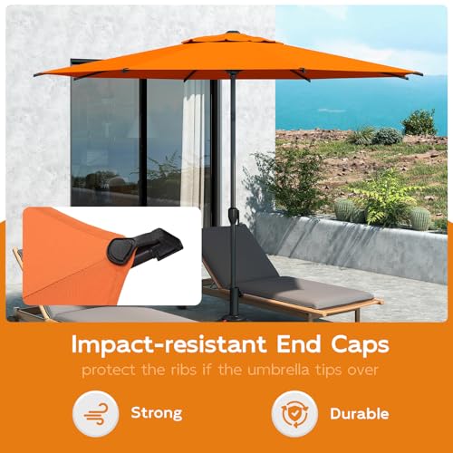 9FT Lyon Outdoor Patio Umbrella Outdoor Table Umbrella with Crank Market Umbrella 8 Sturdy Ribs UV Protection Waterproof and Push Button Tilt for Garden Deck Backyard Pool