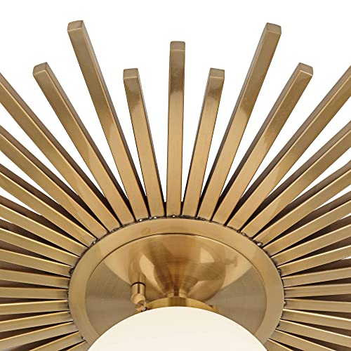 Hazel 24" Wide Sunburst Warm Antique Brass Ceiling Light Fixture