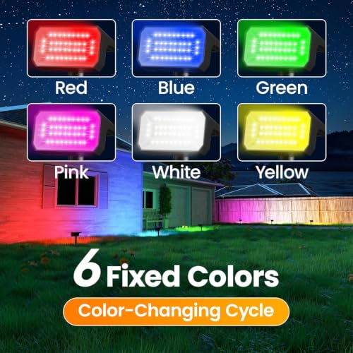 Color Changing Solar Spot Lights Outdoor 4 Pack (4 Count)