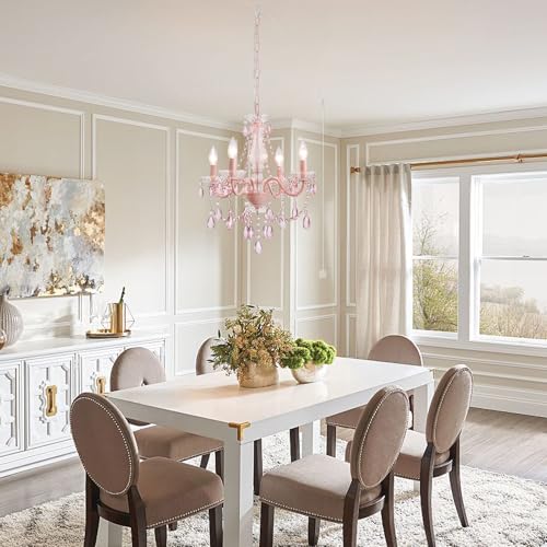 Plug in Crystal Pink Chandelier