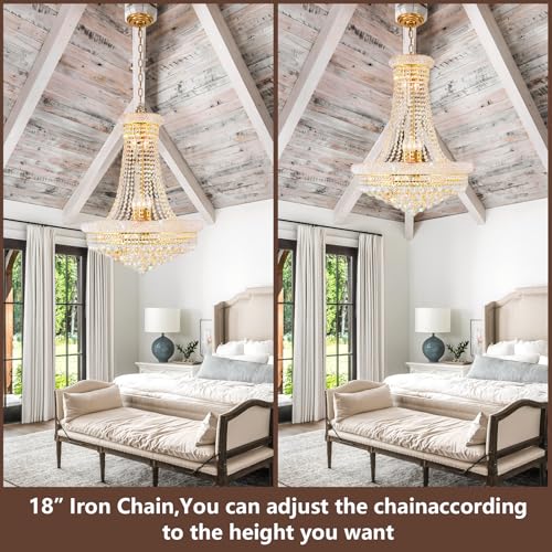 Modern Crystal Chandelier Gold Empire Hanging Chandelier