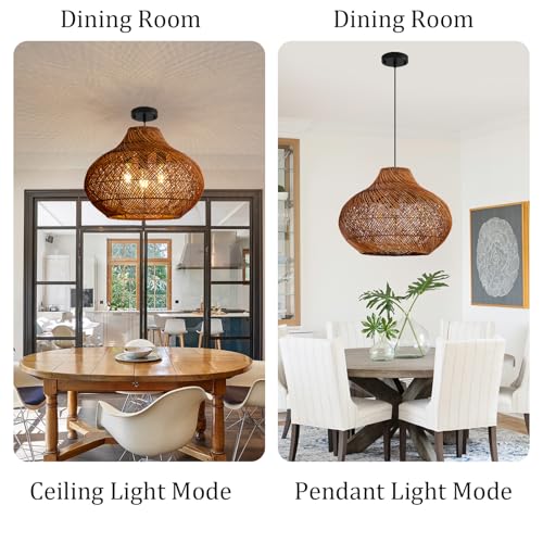 18.9" Rattan Pendant Light