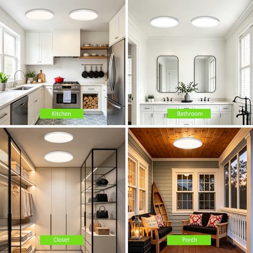 LED Flush Mount Ceiling Light 9in Thin 3CCT White Wired