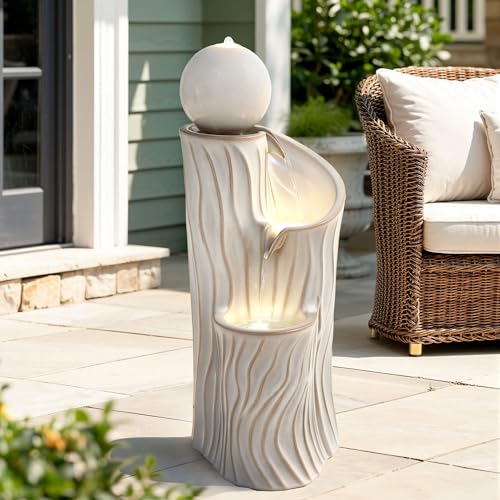32"Ceramic 3 Tier Sphere Outdoor Water Fountain