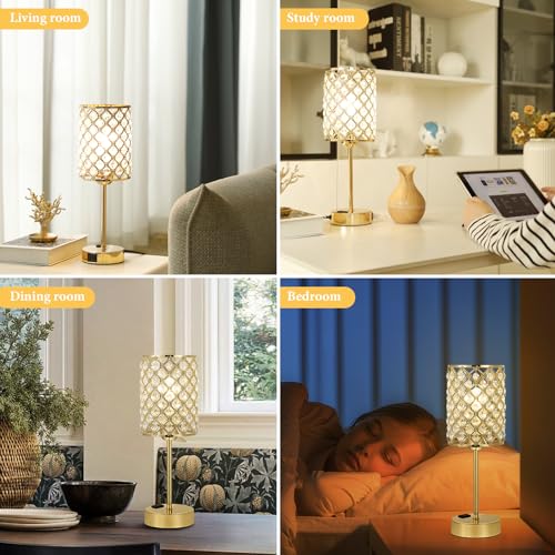 Gold Touch Control Crystal Table Lamp Set of 2 (2 Count)