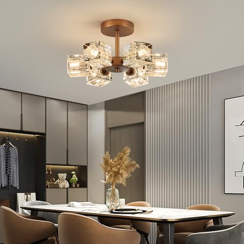 Crystal Antique Semi Flush Ceiling