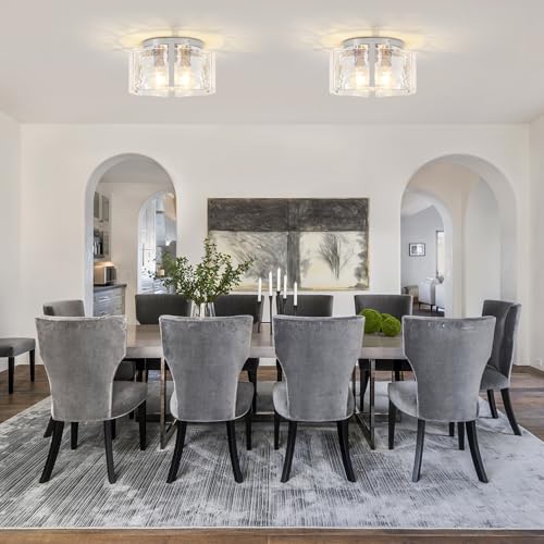 Modern Brushed Nickel Semi Flush Mount Ceiling Light 3 Lights Ceiling Lamp