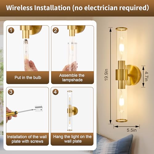 Gold Battery Operated Wall Sconce