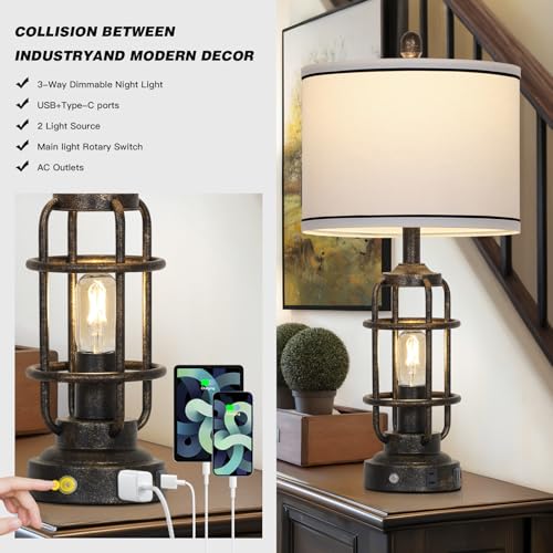 26" Vintage Industrial Table Lamps Set of 2 (2 Count)