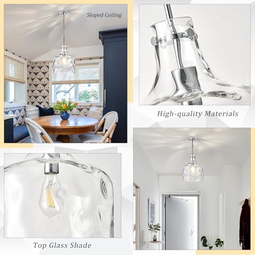 16" Farmhouse Hammered Glass Pendant Light