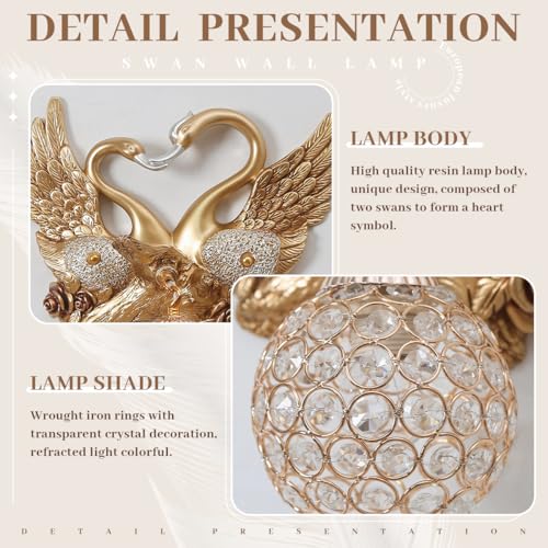 Gold Living Room Wall Sconce Vintage Crystal Glass Wall Lamp E26