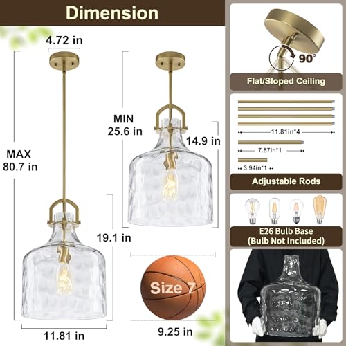Oversized Large Hammered Glass Pendant Lights Kitchen Island Lighting